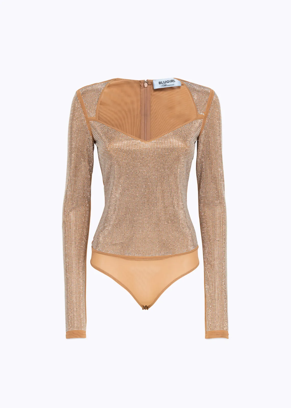 Bodysuit in tulle with rhinestones