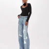 Bodysuit in tulle with rhinestones