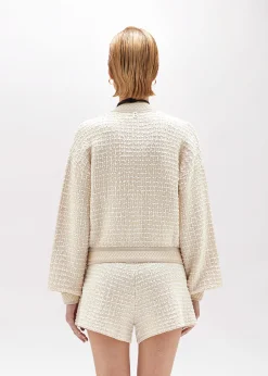 BOUCLÉ KNIT JACQUARD BOMBER JACKET