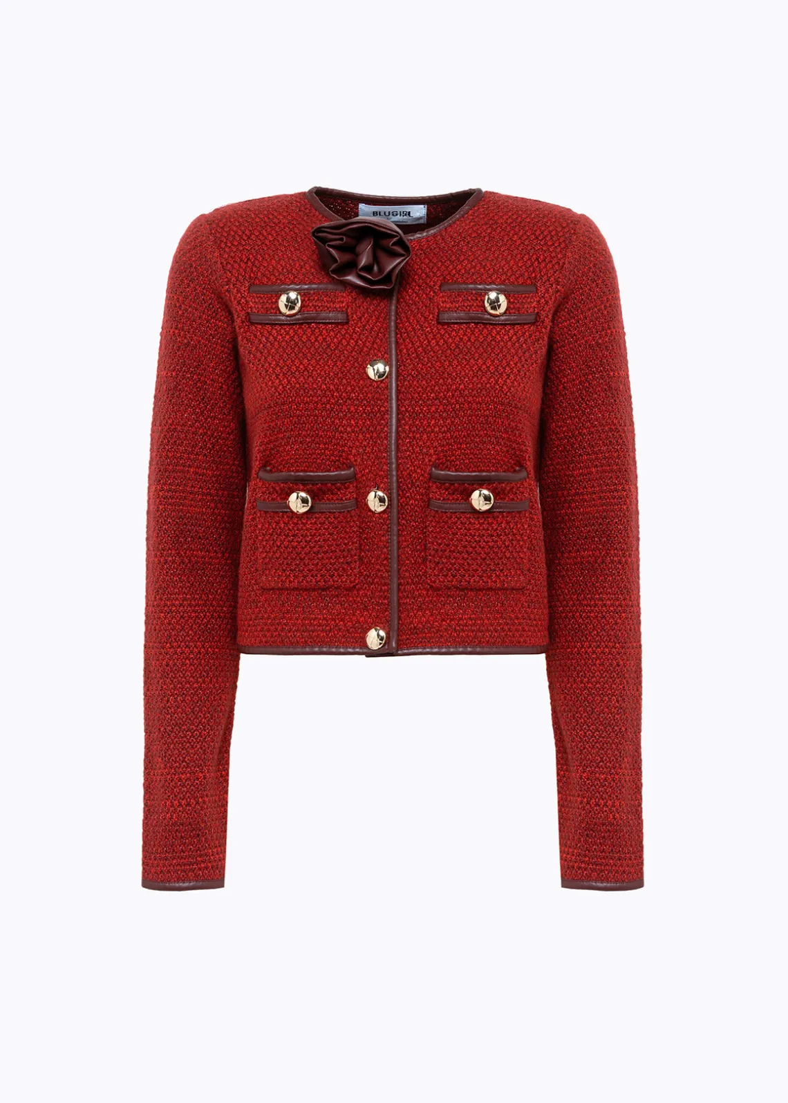 BOUCLÉ YARN JACKET WITH ROSE
