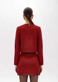 BOUCLÉ YARN JACKET WITH ROSE