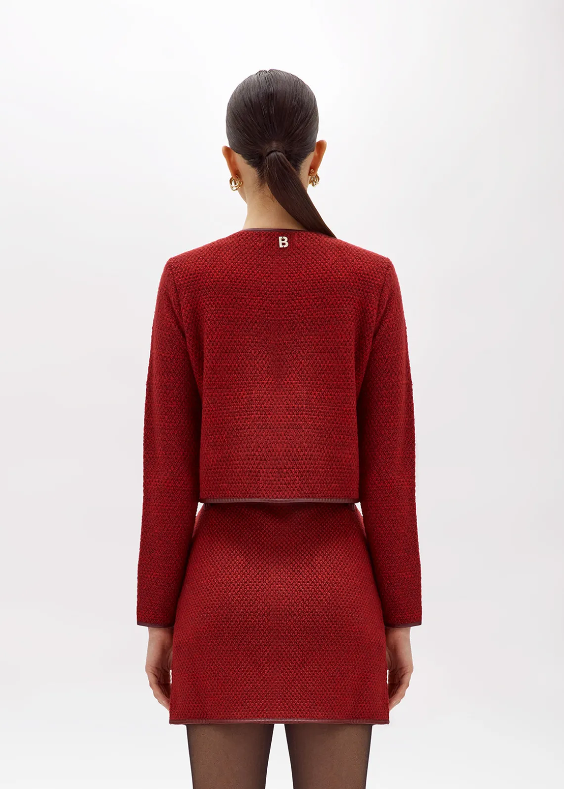 BOUCLÉ YARN JACKET WITH ROSE