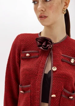 BOUCLÉ YARN JACKET WITH ROSE