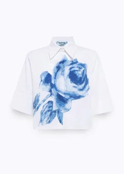 BOXY FIT SHIRT IN ROSE PRINT POPLIN