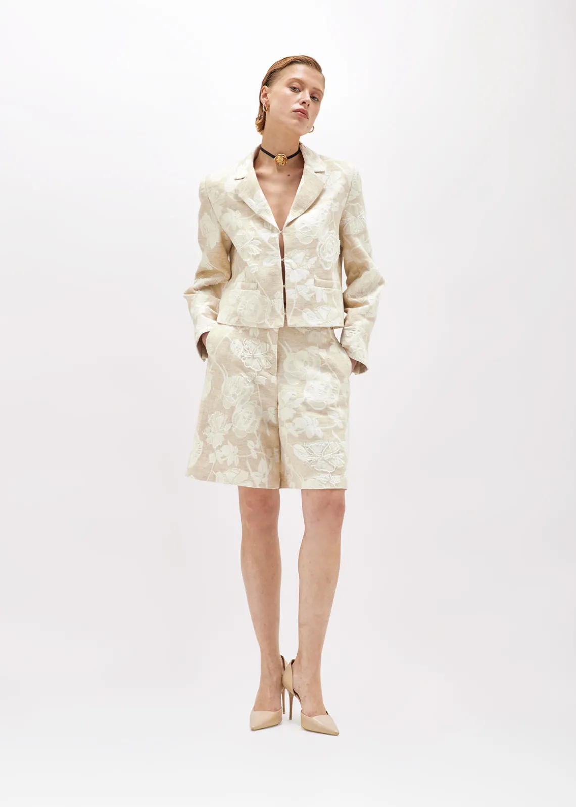 BOXY FLORAL JACQUARD JACKET