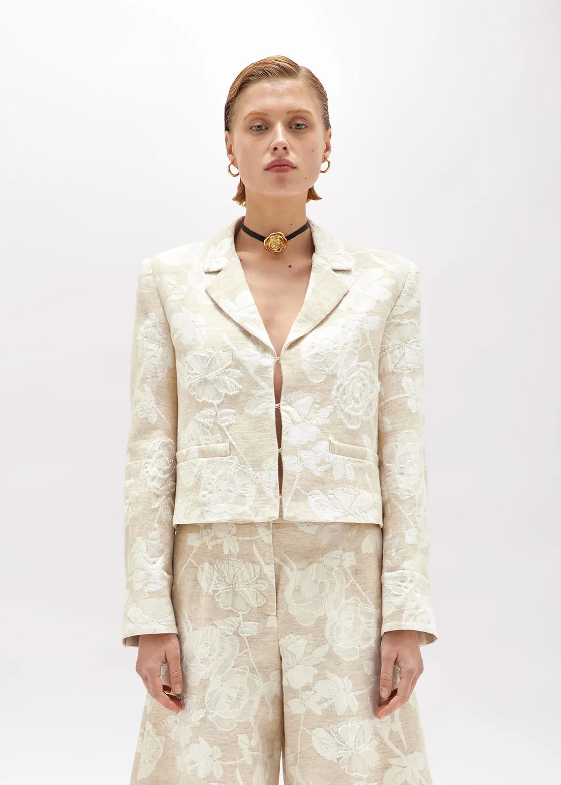 BOXY FLORAL JACQUARD JACKET