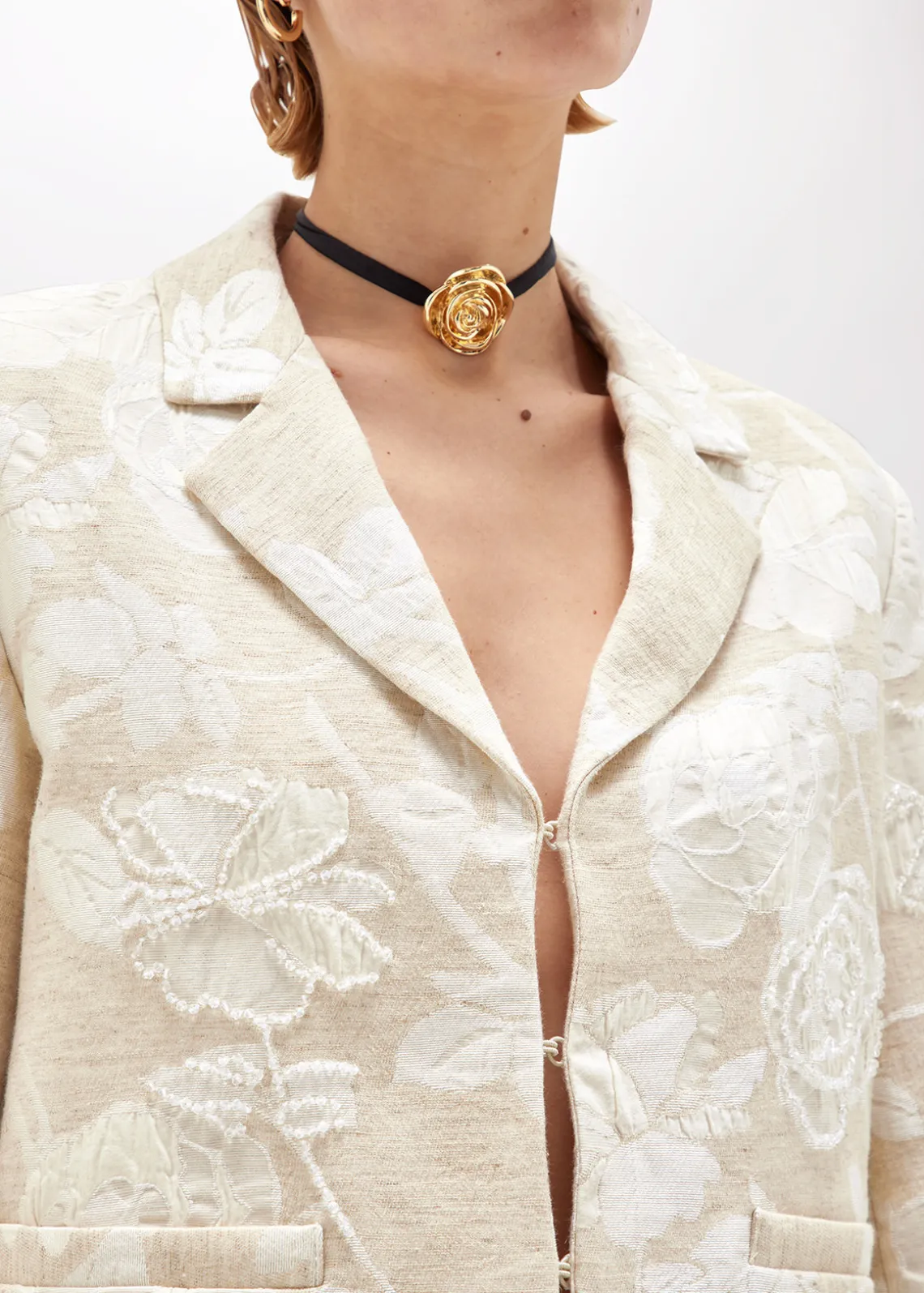 BOXY FLORAL JACQUARD JACKET