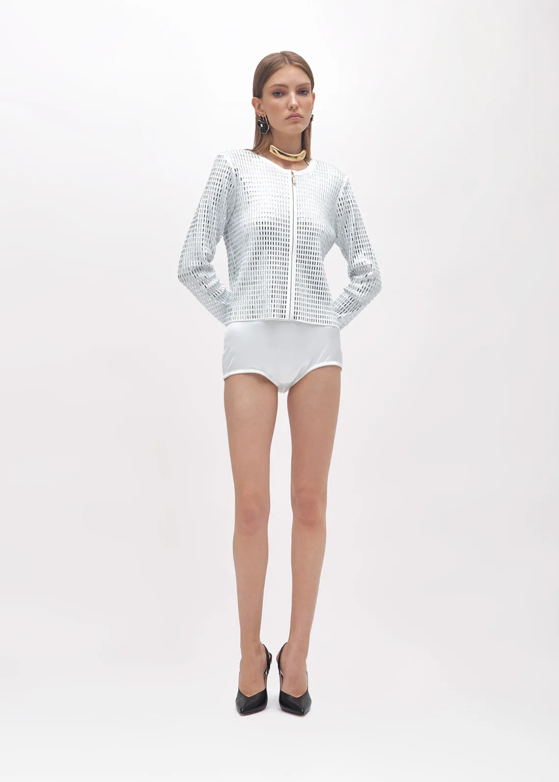 CARDIGAN AND TOP WITH BAGUETTE CRYSTAL DECORATIONS
