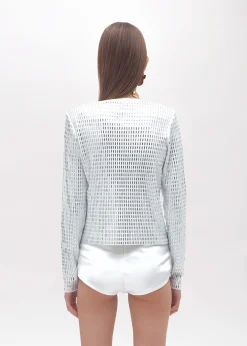 CARDIGAN AND TOP WITH BAGUETTE CRYSTAL DECORATIONS