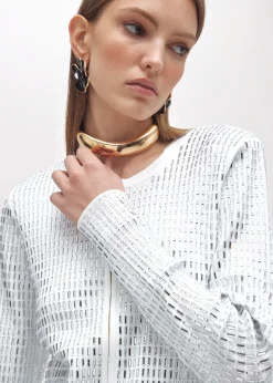 CARDIGAN AND TOP WITH BAGUETTE CRYSTAL DECORATIONS