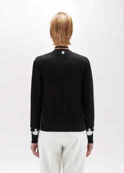 CARDIGAN AND TOP WITH FLORAL EMBROIDERY AND CORAL BEAD DETAILS
