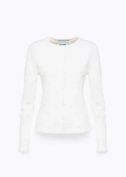 CARDIGAN AND TOP WITH ROSE EMBROIDERY AND CORAL BEAD DETAILS