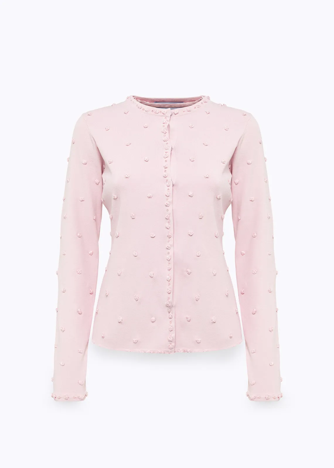 CARDIGAN AND TOP WITH ROSE EMBROIDERY AND CORAL BEAD DETAILS