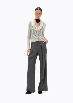 CARDIGAN WITH EMBROIDERY AND FAUX FUR COLLAR