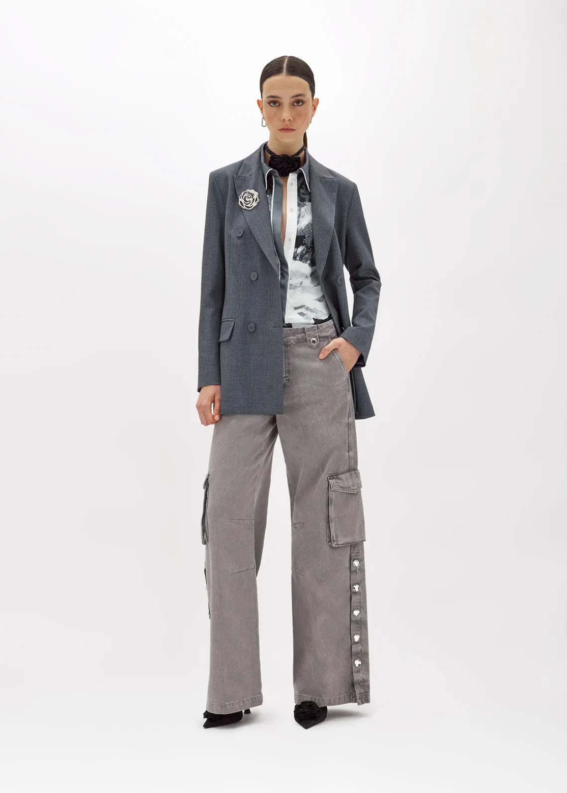 CARGO PANTS IN DRILL WITH SLITS