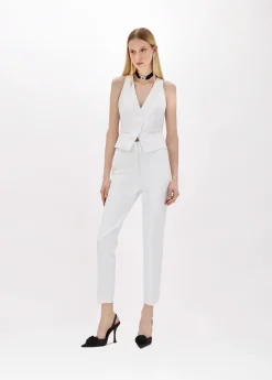Cigarette pants in stretch crêpe