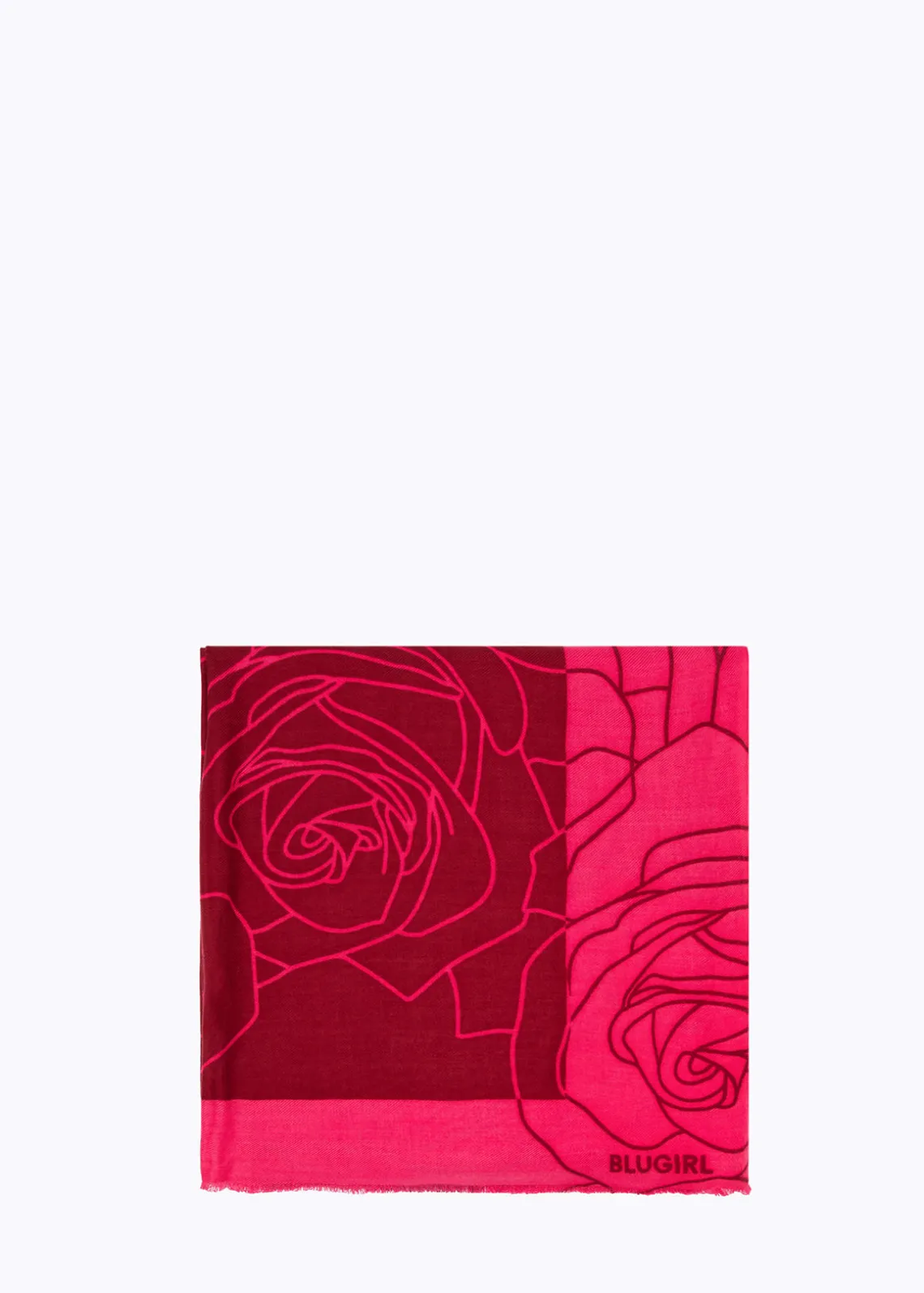 COLOR BLOCK STOLE WITH ROSES