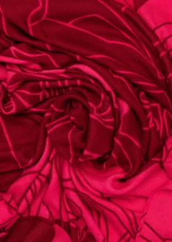 COLOR BLOCK STOLE WITH ROSES