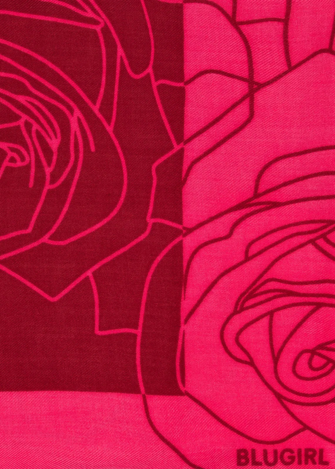 COLOR BLOCK STOLE WITH ROSES