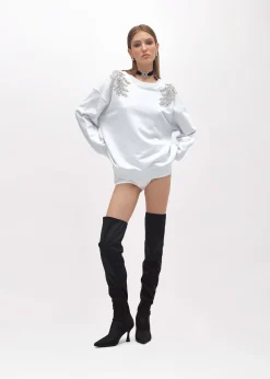 COTTON SWEATSHIRT WITH FLORAL PATCH
