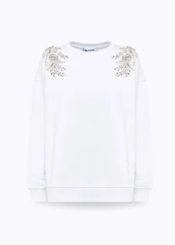 COTTON SWEATSHIRT WITH FLORAL PATCH