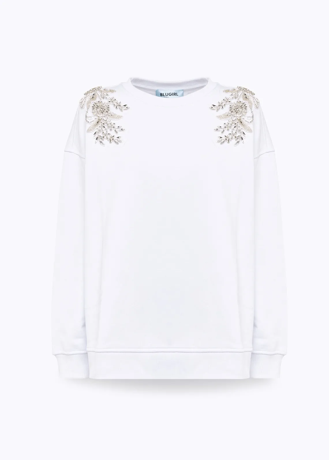 COTTON SWEATSHIRT WITH FLORAL PATCH