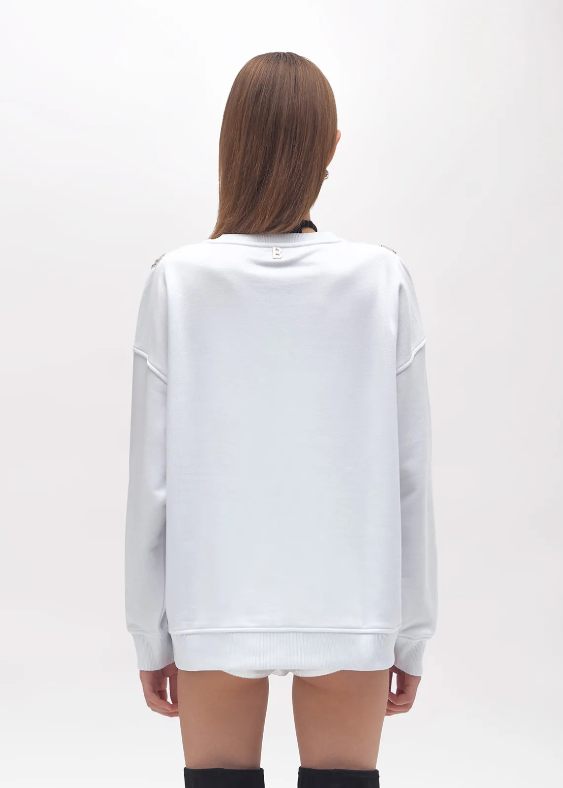 COTTON SWEATSHIRT WITH FLORAL PATCH