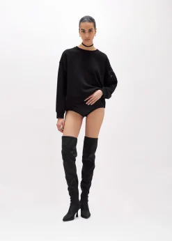 COTTON-BLEND SWEATSHIRT WITH CUT-OUT ROSE DESIGN