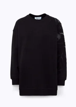COTTON-BLEND SWEATSHIRT WITH CUT-OUT ROSE DESIGN