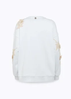 COTTON-BLEND SWEATSHIRT WITH MACRAMÉ DETAILS