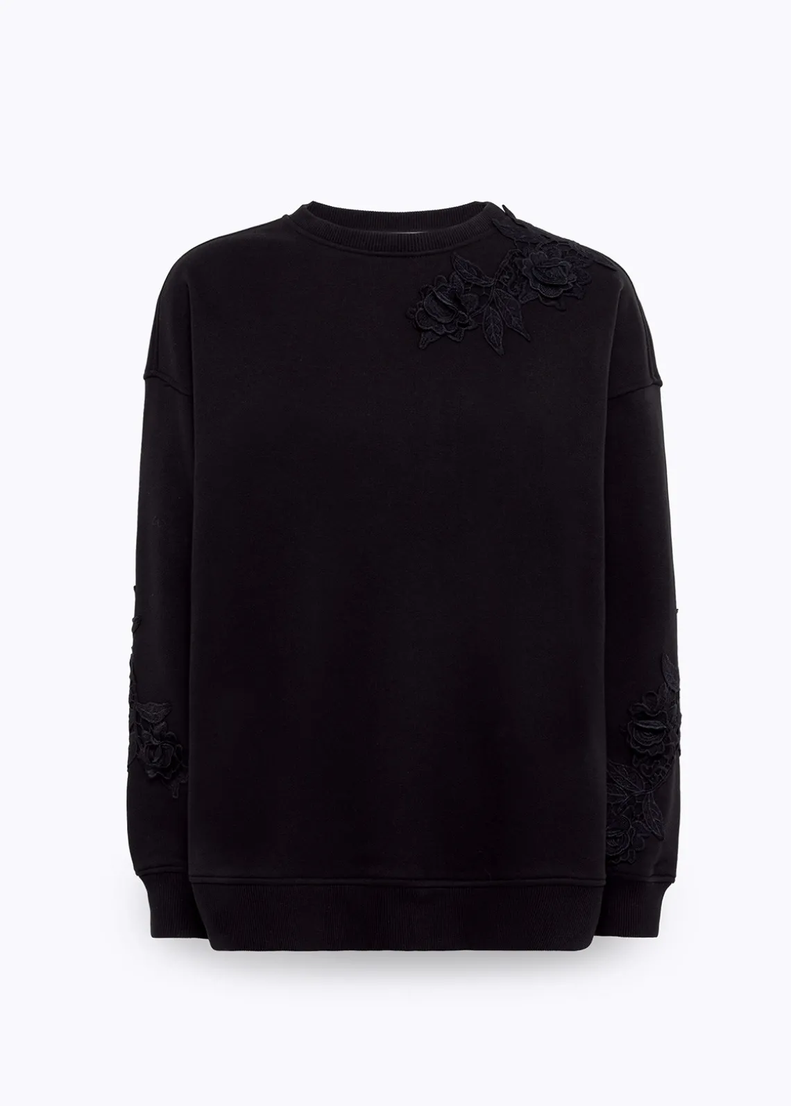 COTTON-BLEND SWEATSHIRT WITH MACRAMÉ DETAILS