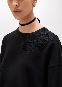COTTON-BLEND SWEATSHIRT WITH MACRAMÉ DETAILS