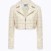 CROPPED LEATHER BIKER JACKET WITH CRYSTAL RIVETS