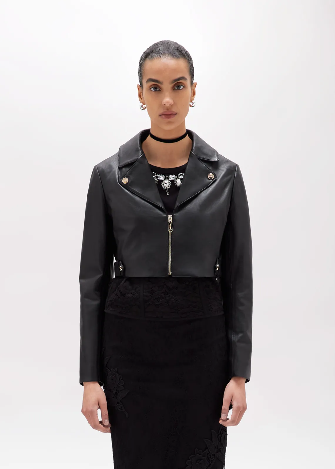 CROPPED LEATHER BIKER JACKET