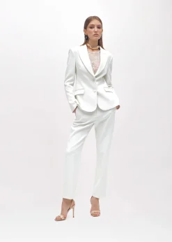 CRÊPE BLAZER JACKET WITH LACE TOP