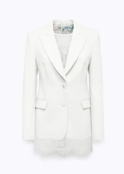 CRÊPE BLAZER JACKET WITH LACE TOP