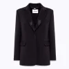 Crêpe blazer jacket with rhinestones