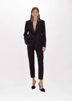 Crêpe blazer jacket with rhinestones