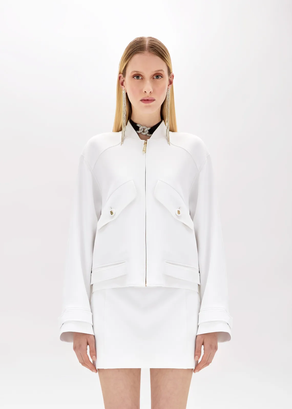 Crêpe Bomber jacket with maxi pockets
