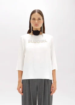 CRÊPE DE CHINE BLOUSE WITH LOGO