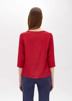CRÊPE DE CHINE BLOUSE WITH LOGO