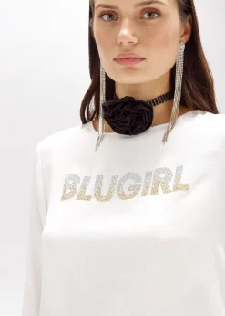 CRÊPE DE CHINE BLOUSE WITH LOGO