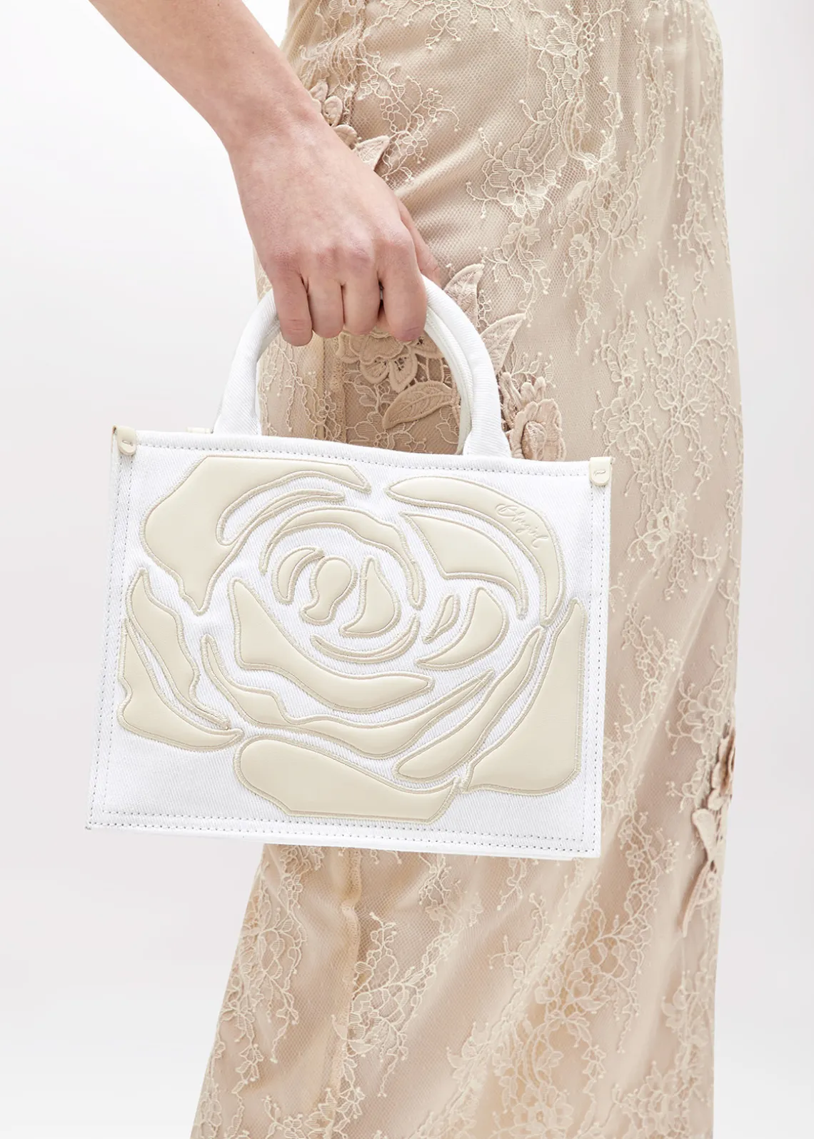 DENIM BAG WITH ROSE