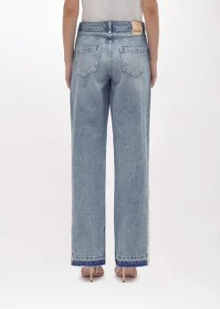 DENIM JEANS WITH LACE INSERTS