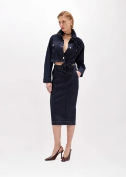 DENIM PENCIL SKIRT WITH BELT