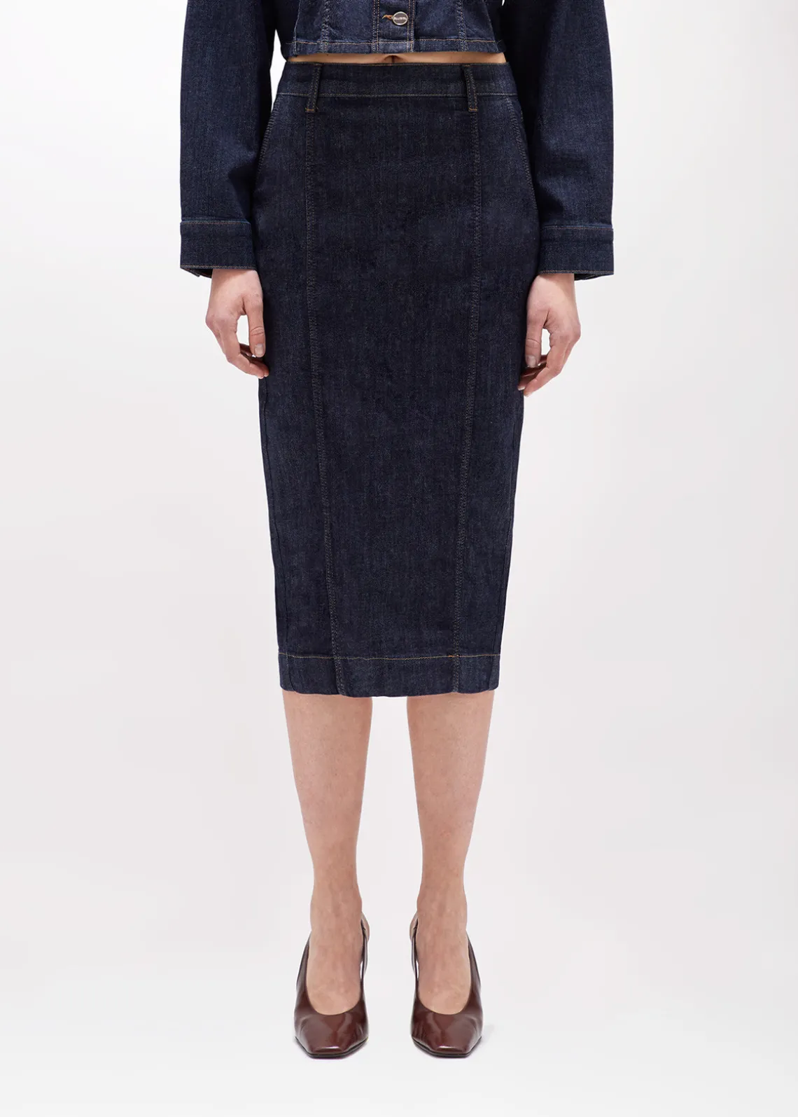 DENIM PENCIL SKIRT WITH BELT