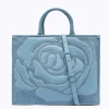 DENIM SHOPPER BAG WITH ROSE