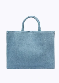 DENIM SHOPPER BAG WITH ROSE