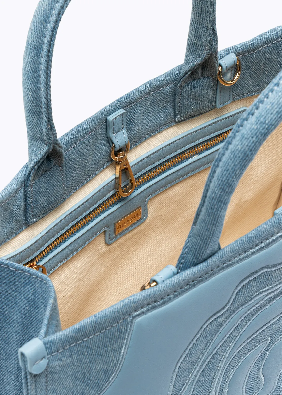 DENIM SHOPPER BAG WITH ROSE