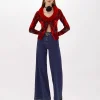 DIAMOND PATTERN CARDIGAN WITH FAUX FUR COLLAR